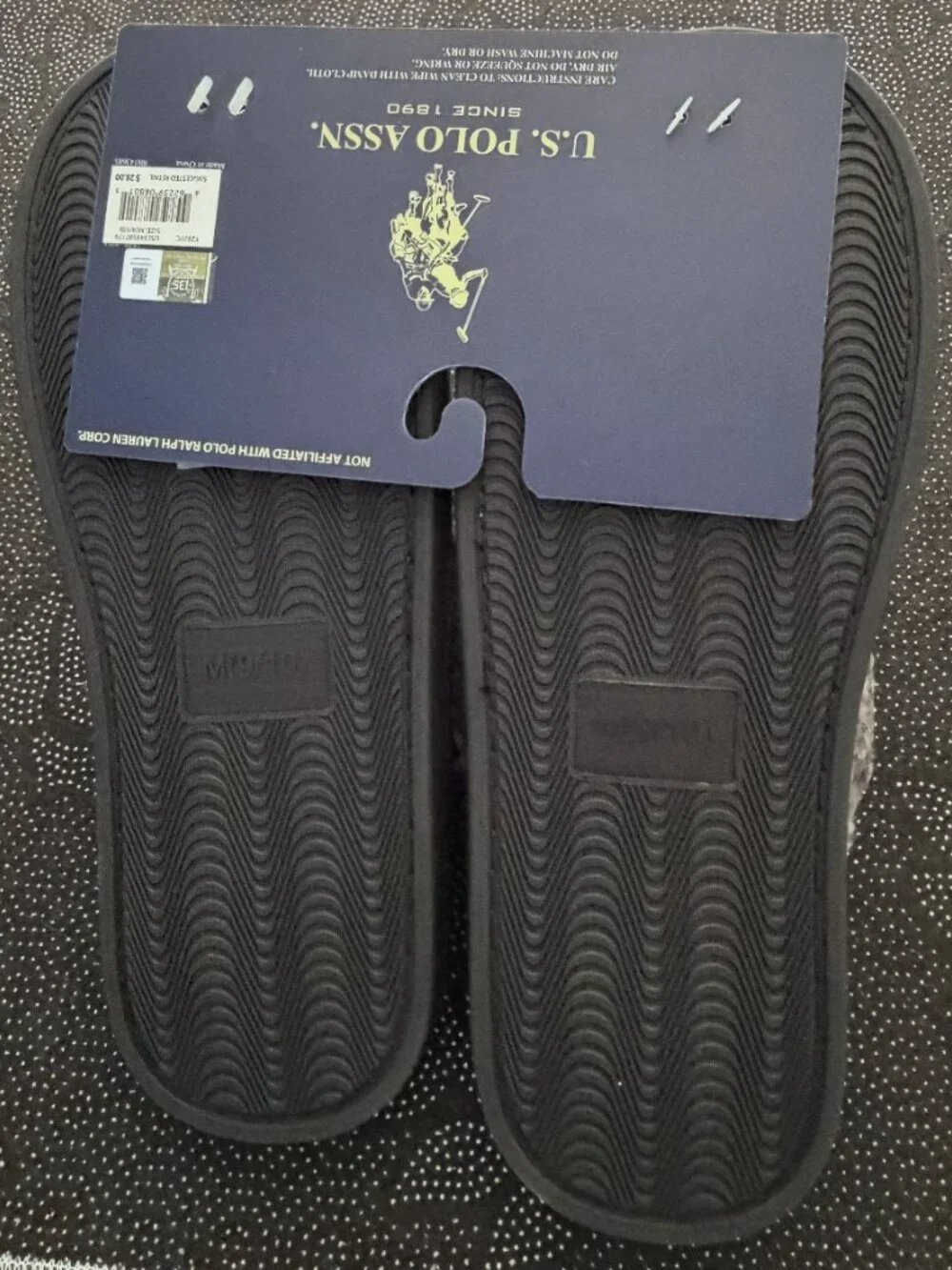 U.S. Polo Assn. Men’s Cozy Slip-On Slippers – Black/Gray Men's Size 9/10